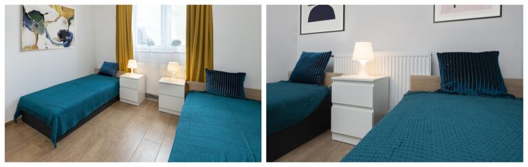 łóżko w pokoju 2-osobowym