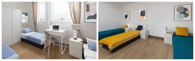 łóżko w pokoju 3-osobowym